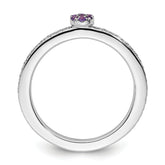 14k White Gold Stackable Expressions Amethyst and Diamond Ring